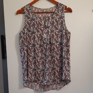 Pleione Paisley Sleeveless Top - Red and Blue, Size S